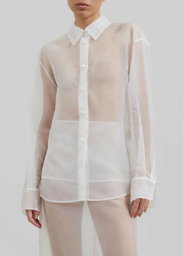 White Tops Women Peri Sheer Shirt - White The Frankie Shop