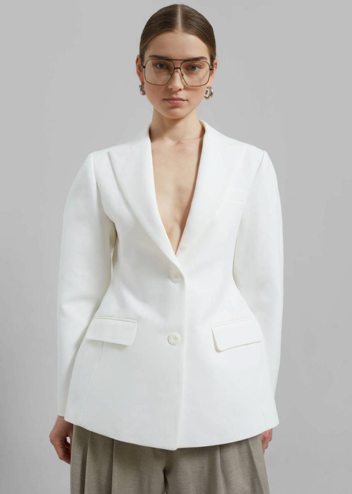 White Women Colette Hourglass Blazer - White Outerwear The Frankie Shop