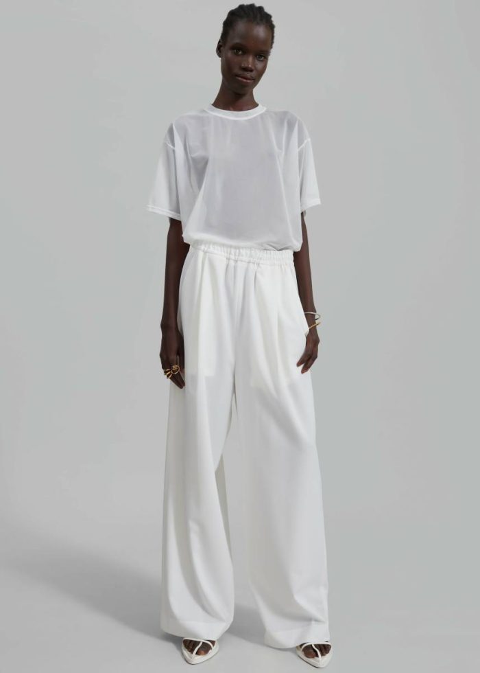 White Women The Frankie Shop Neva Wide Trousers - White Bottoms