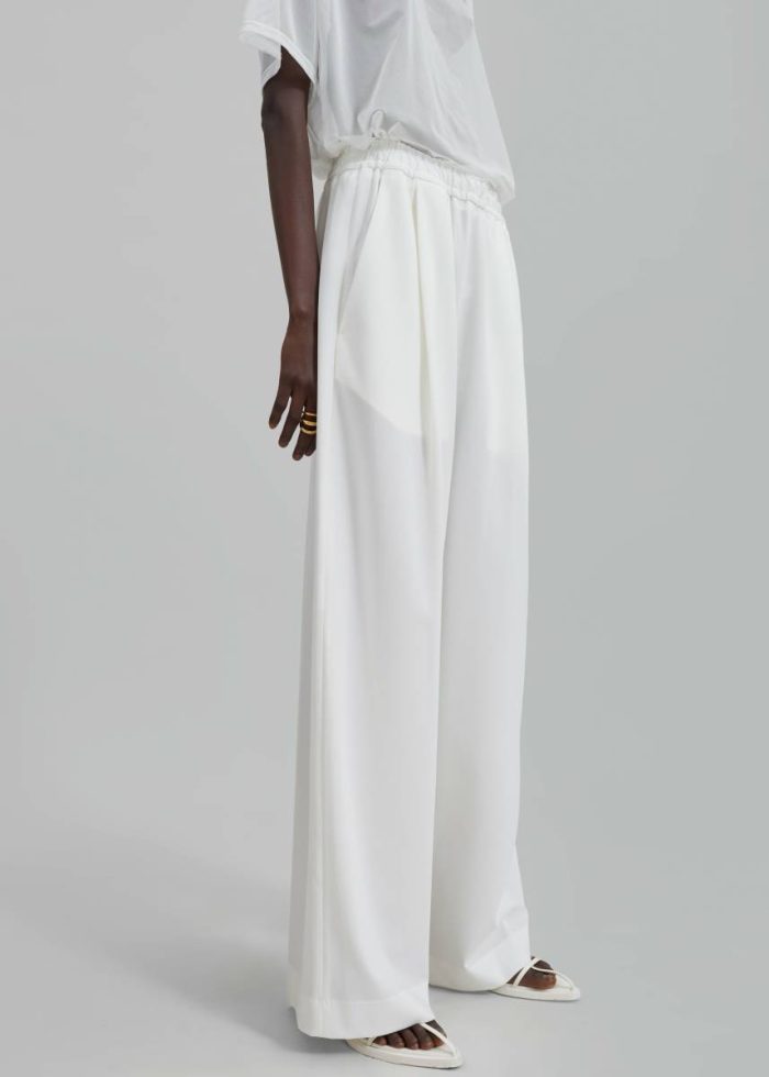 White Women The Frankie Shop Neva Wide Trousers - White Bottoms