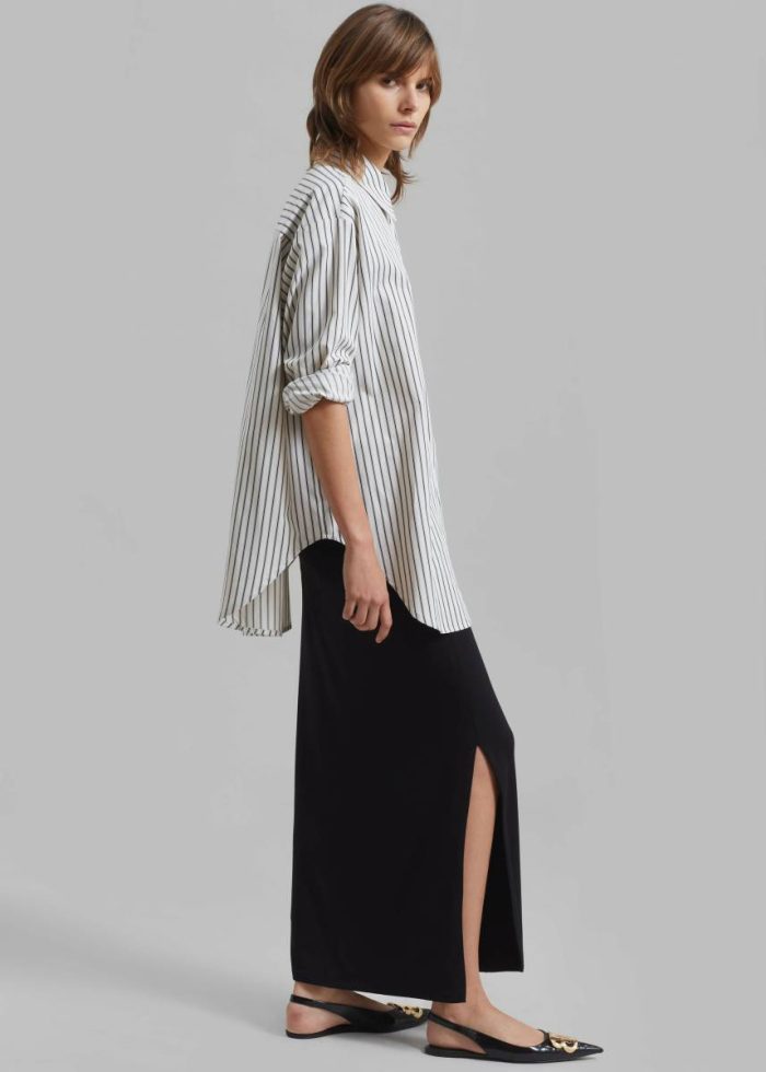 White Women The Frankie Shop Tops Rine Pocket Shirt - White/Black Stripe