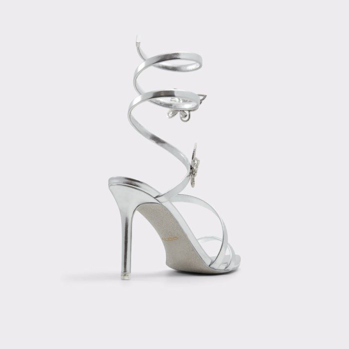 Women Aldo Heels Ocia Silver Women's Strappy Sandals Silver