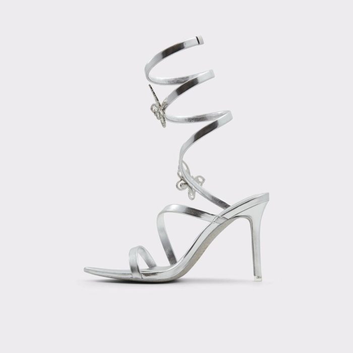 Women Aldo Heels Ocia Silver Women's Strappy Sandals Silver