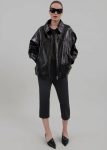 Women Arbor Crackled Faux Leather Jacket - Black The Frankie Shop Black Outerwear