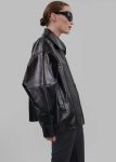 Women Arbor Crackled Faux Leather Jacket - Black The Frankie Shop Black Outerwear