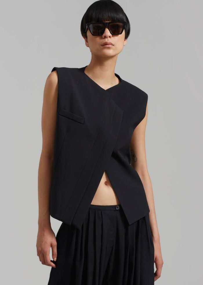 Women Ashton Cross Vest - Black Black Outerwear The Frankie Shop