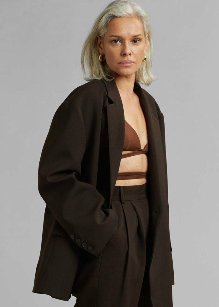 Women Bea Blazer - Dark Espresso Brown Outerwear The Frankie Shop