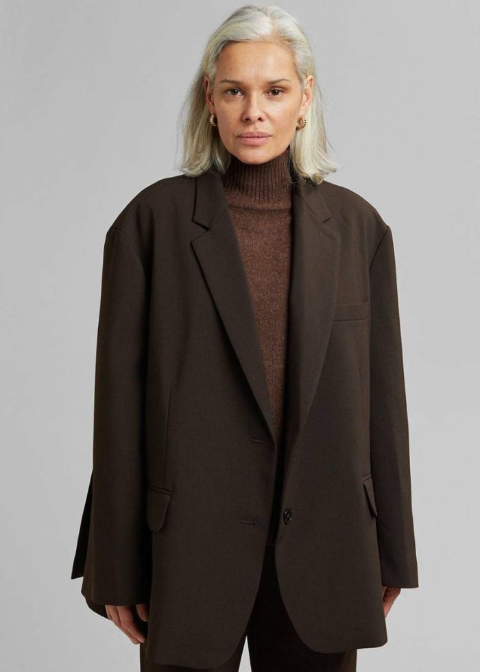 Women Bea Blazer - Dark Espresso Brown Outerwear The Frankie Shop