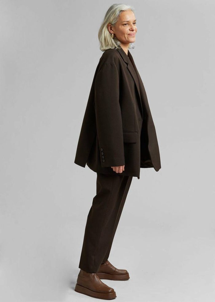 Women Bea Blazer - Dark Espresso Brown Outerwear The Frankie Shop