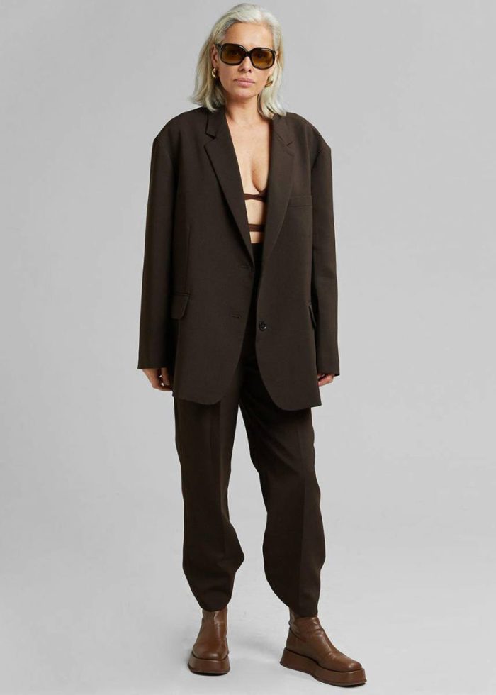 Women Bea Suit Pants - Dark Espresso The Frankie Shop Bottoms Brown