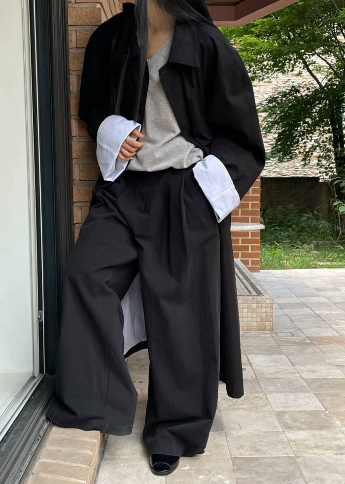 Women Black Arlise Oversized Trench Coat - Black The Frankie Shop Outerwear