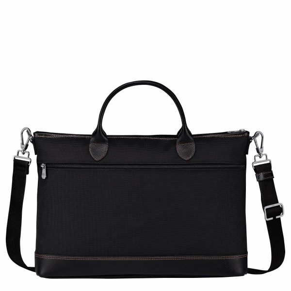 Women Black Boxford S Briefcase Black - Recycled Canvas Longchamp Briefcase