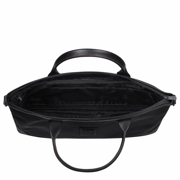 Women Black Boxford S Briefcase Black - Recycled Canvas Longchamp Briefcase