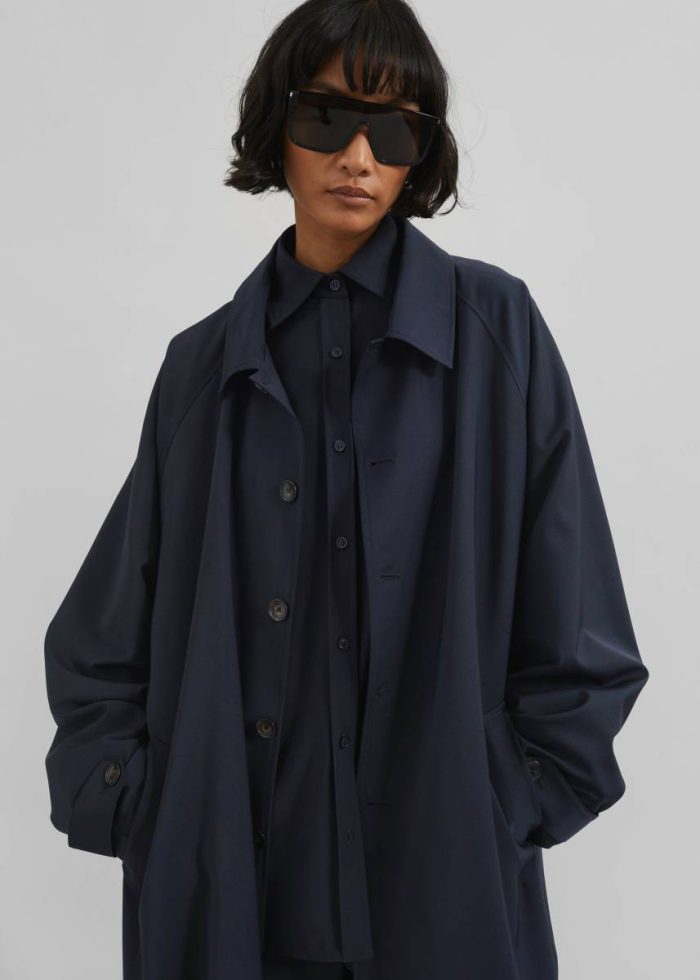 Women Blue The Frankie Shop Outerwear Shay Trench Coat - Dark Navy
