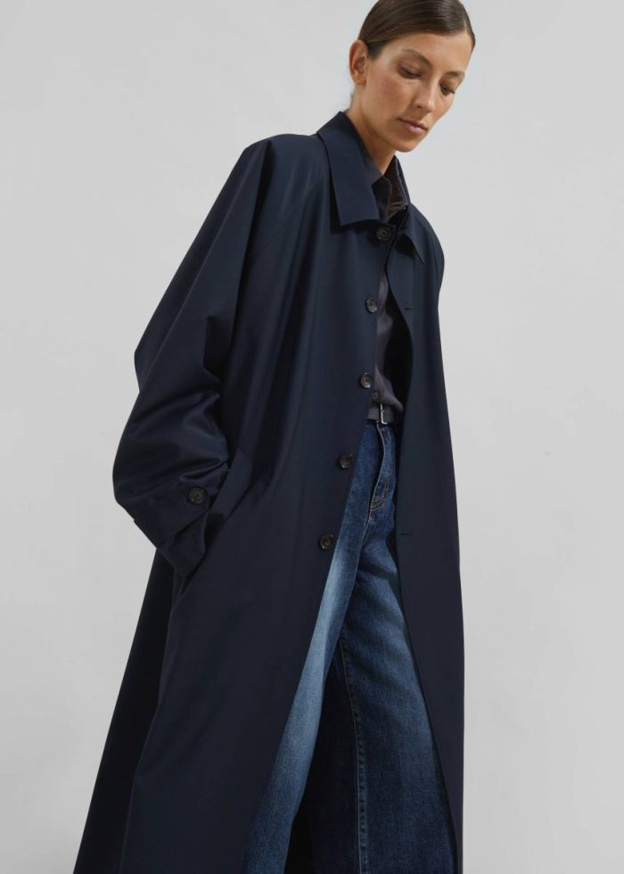 Women Blue The Frankie Shop Outerwear Shay Trench Coat - Dark Navy