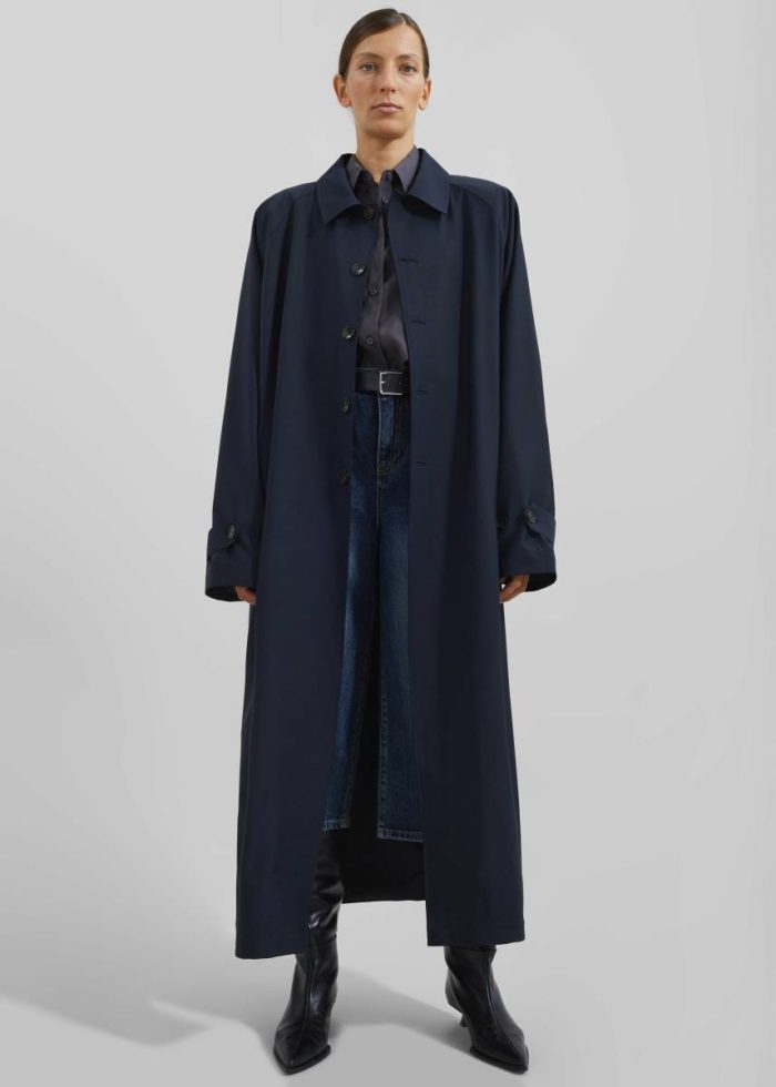 Women Blue The Frankie Shop Outerwear Shay Trench Coat - Dark Navy
