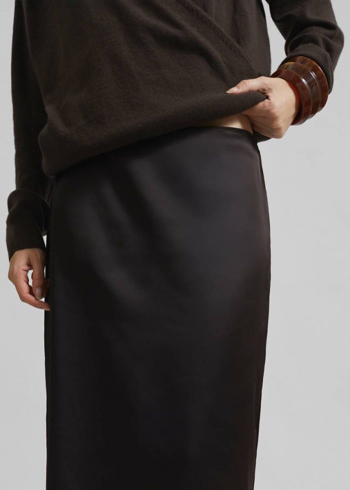 Women Bottoms Brown The Frankie Shop Hencil Satin Maxi Skirt - Brown