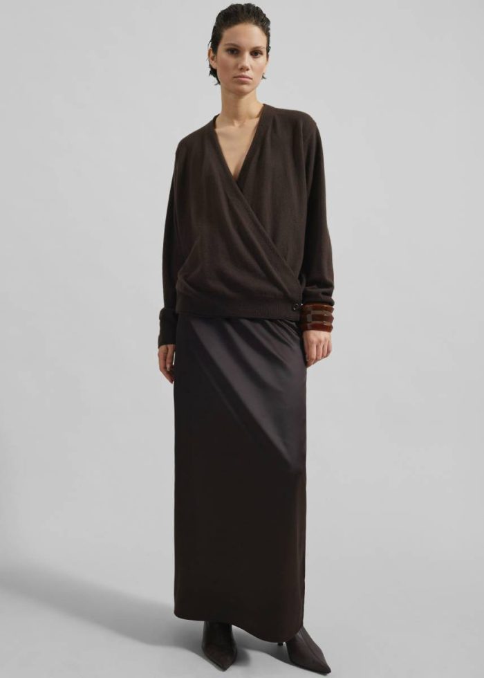 Women Bottoms Brown The Frankie Shop Hencil Satin Maxi Skirt - Brown