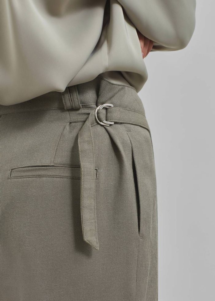Women Bottoms Green Xia Side Belt Trousers - Khaki The Frankie Shop