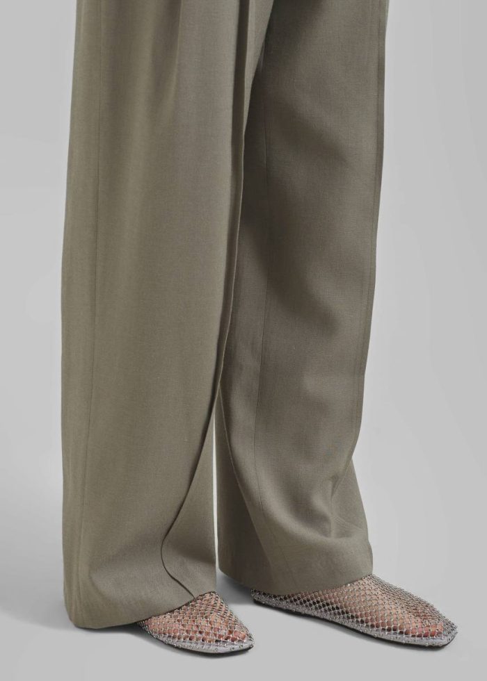 Women Bottoms Green Xia Side Belt Trousers - Khaki The Frankie Shop