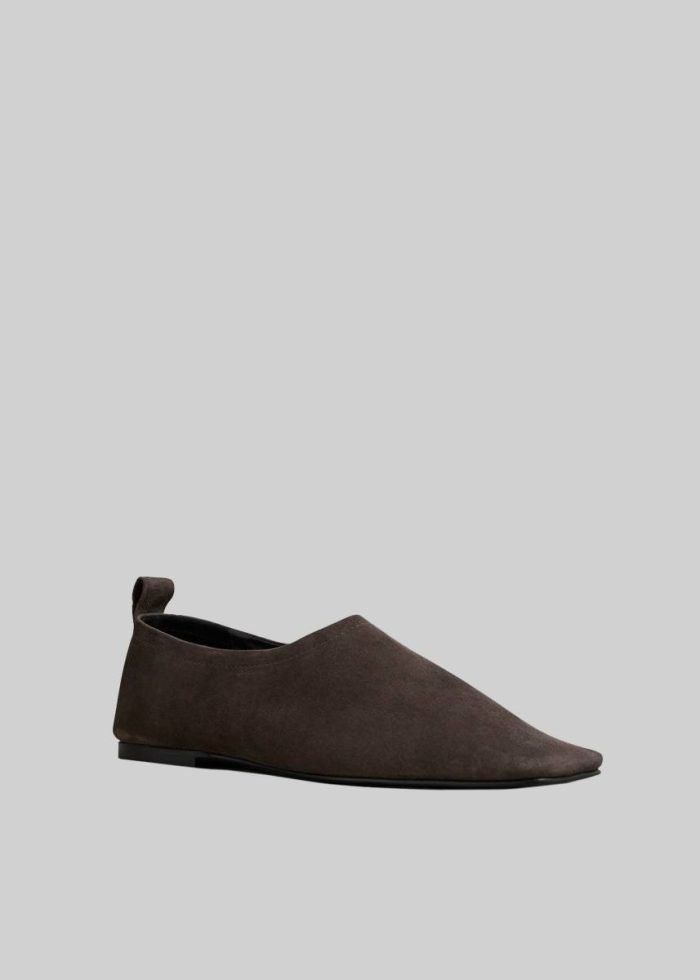 Women Brown Flats A.emery Pia Flats - Mulch Suede The Frankie Shop