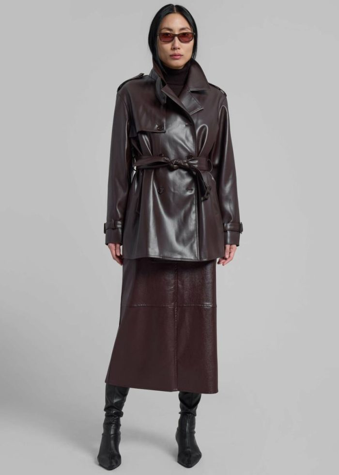 Women Brown The Frankie Shop Outerwear Medora Faux Leather Trench - Brown