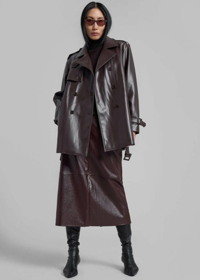 Women Brown The Frankie Shop Outerwear Medora Faux Leather Trench - Brown