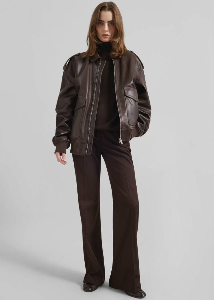 Women Brown The Frankie Shop Outerwear Viper Leather Jacket - Brown