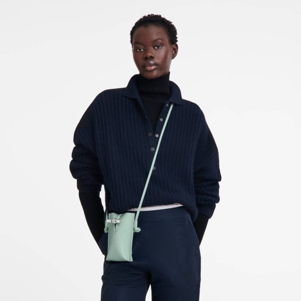 Women Celadon Phone Cases Longchamp Le Roseau Phone Case Celadon - Leather