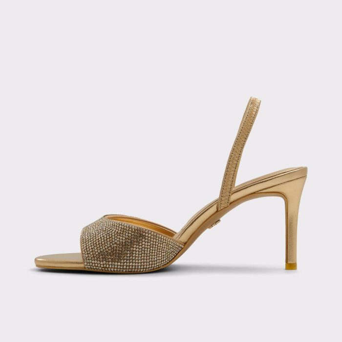 Women Gold Aldo Aitana Gold Women's Heeled Sandals Heels