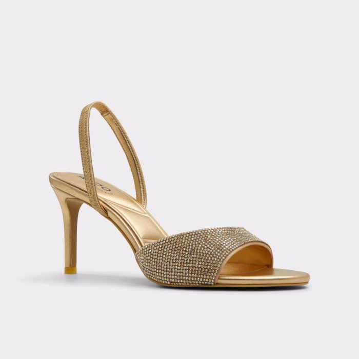 Women Gold Aldo Aitana Gold Women's Heeled Sandals Heels