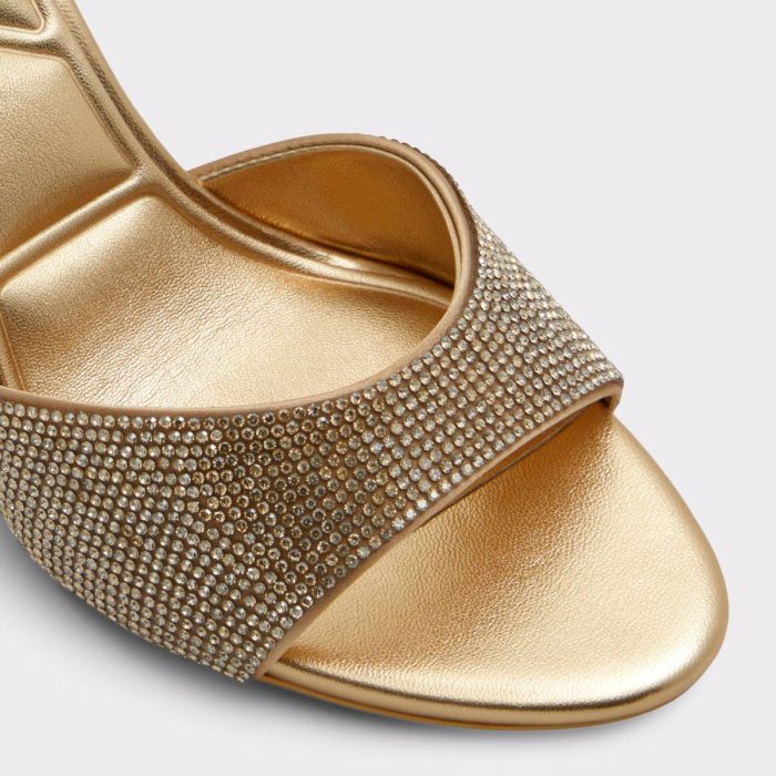 Women Gold Aldo Aitana Gold Women's Heeled Sandals Heels