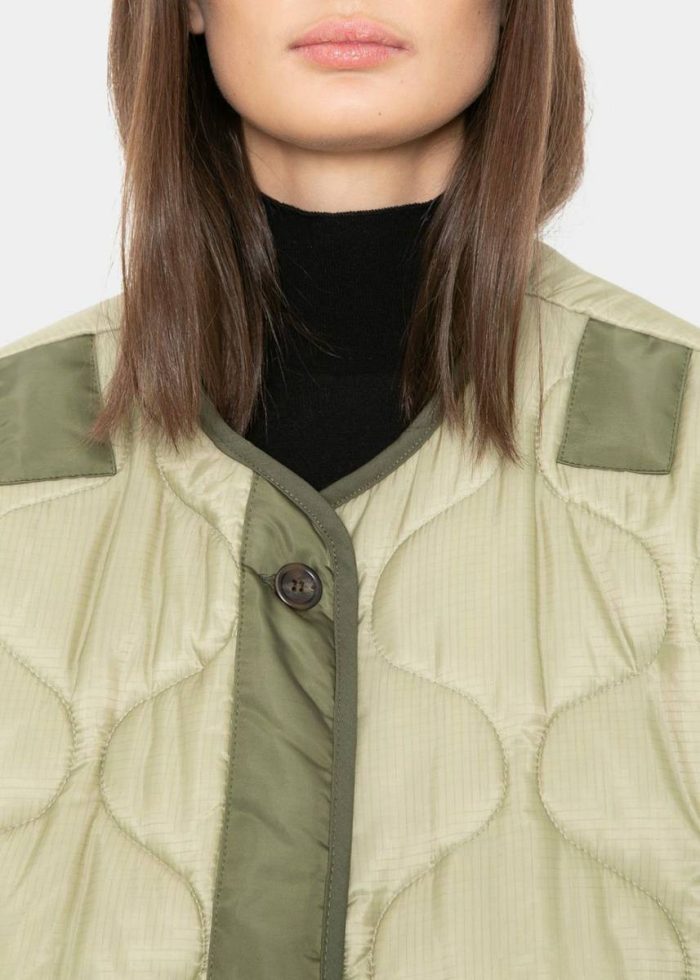 Women Green Teddy Quilted Jacket - Moss Green Outerwear The Frankie Shop