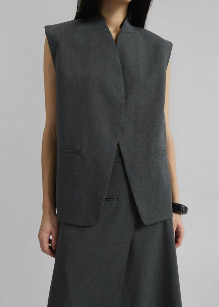 Women Greven Vest - Dark Grey Melange Grey Outerwear The Frankie Shop