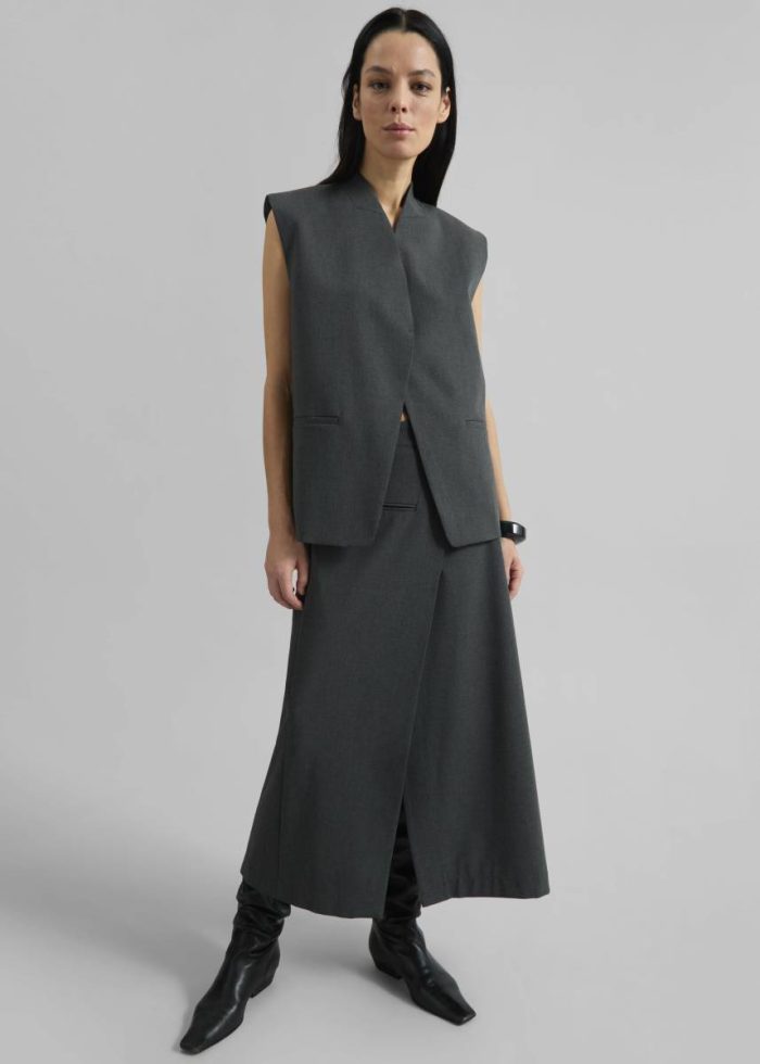 Women Greven Vest - Dark Grey Melange Grey Outerwear The Frankie Shop