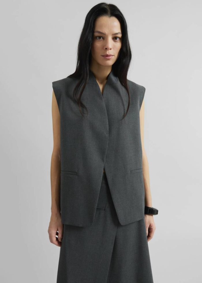 Women Greven Vest - Dark Grey Melange Grey Outerwear The Frankie Shop