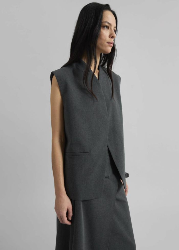 Women Greven Vest - Dark Grey Melange Grey Outerwear The Frankie Shop