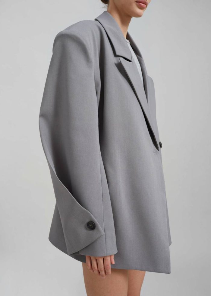 Women Grey Pia Boxy Blazer - Grey The Frankie Shop Outerwear