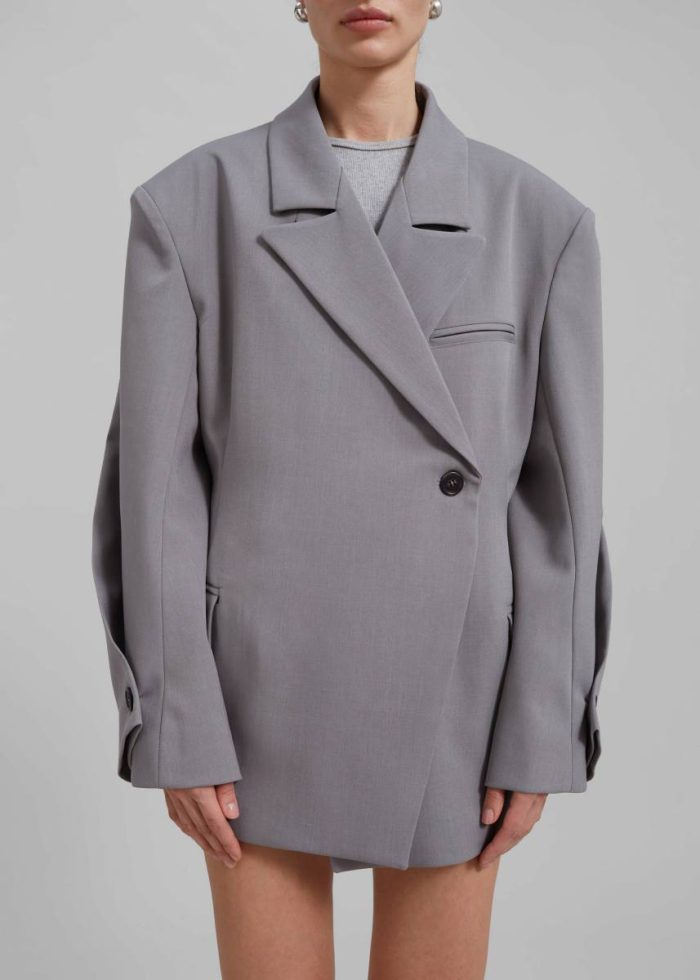 Women Grey Pia Boxy Blazer - Grey The Frankie Shop Outerwear