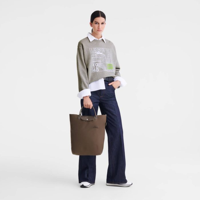Women Handbags Le Pliage Green M Tote Bag Terra - Canvas Longchamp Terra