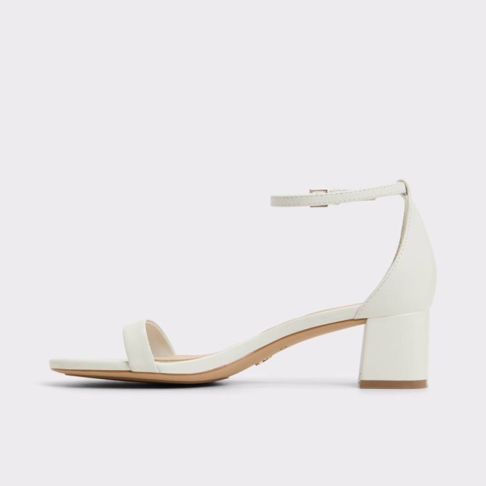 Women Heels Aldo Calliope White/Bone Women's Block Heels White/Bone