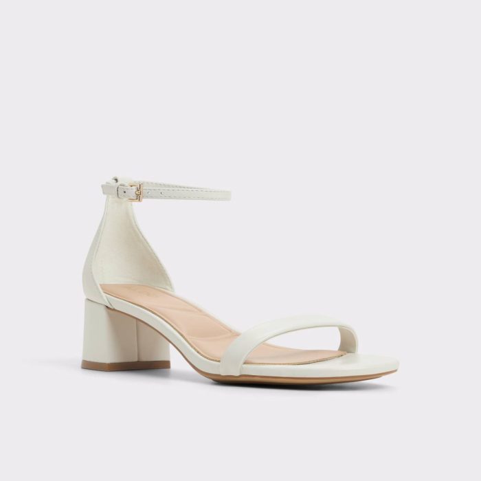 Women Heels Aldo Calliope White/Bone Women's Block Heels White/Bone