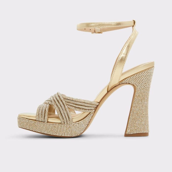 Women Heels Aldo Glimma Gold Women's Strappy Sandals Gold