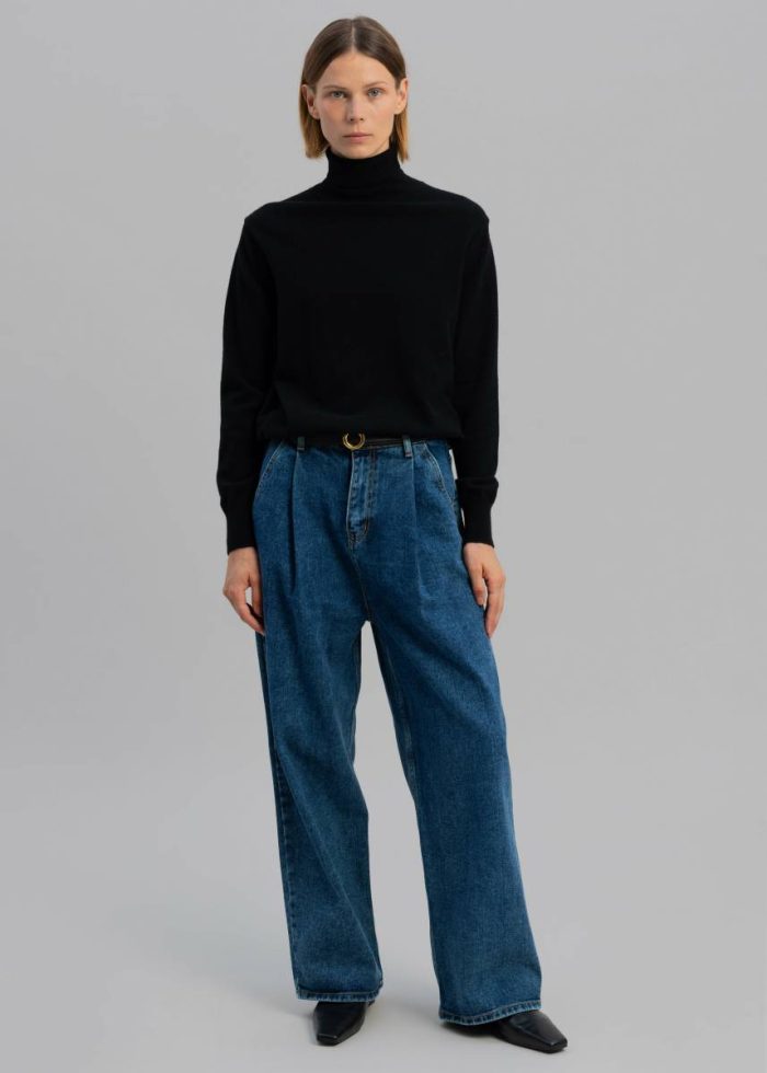 Women Isabella Denim Pants - Medium Wash Blue Bottoms The Frankie Shop