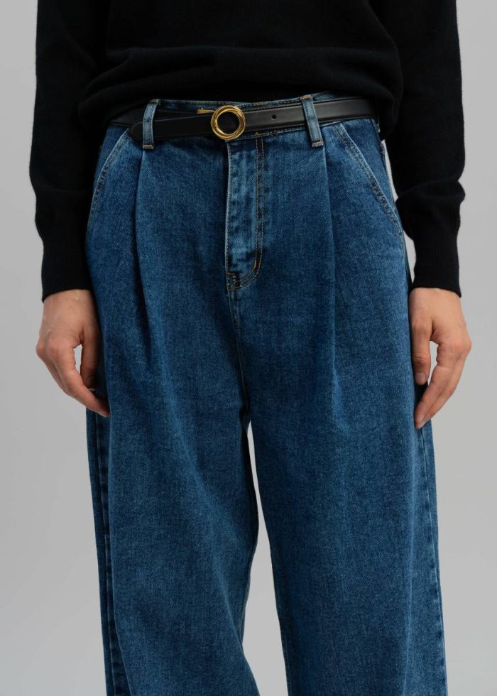 Women Isabella Denim Pants - Medium Wash Blue Bottoms The Frankie Shop