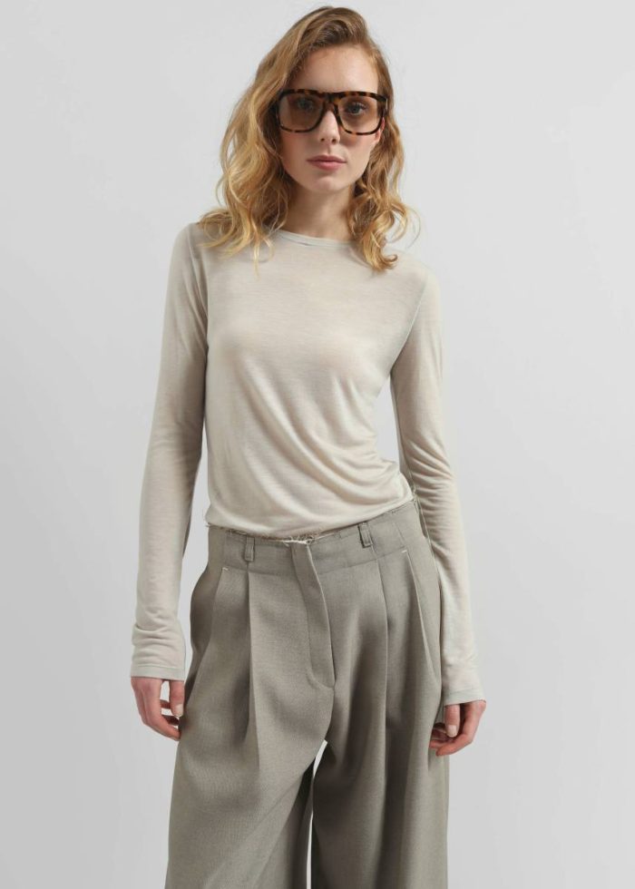 Women Jace Sheer Tee - Light Beige The Frankie Shop Beige Tops