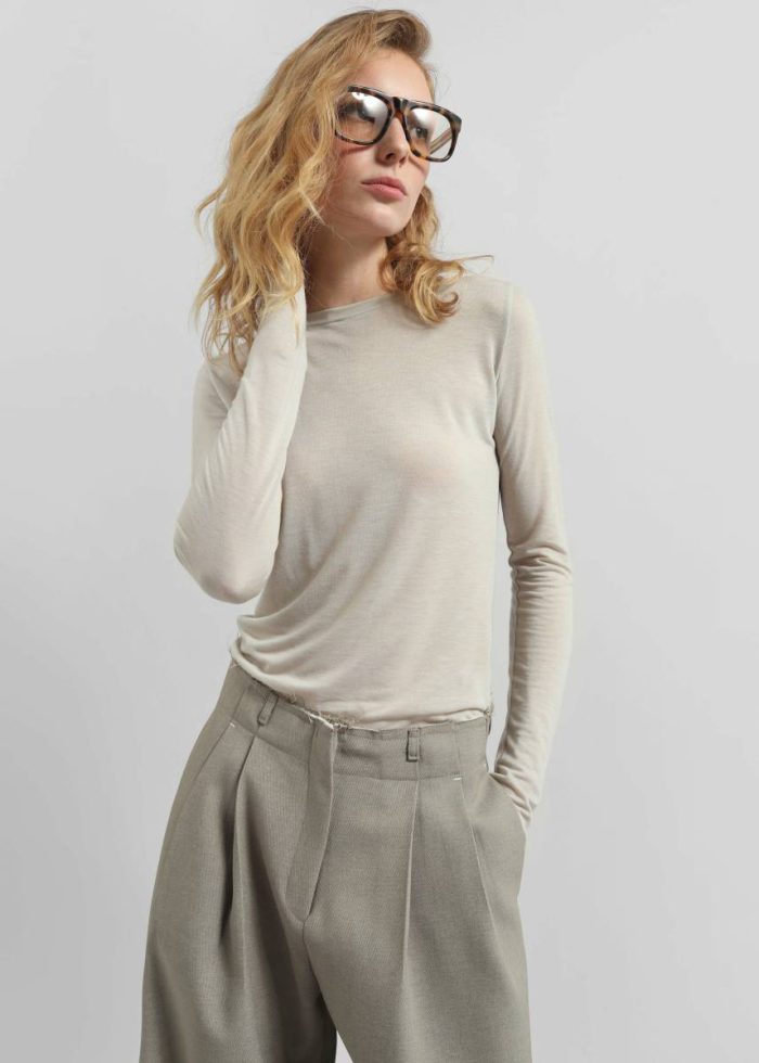 Women Jace Sheer Tee - Light Beige The Frankie Shop Beige Tops