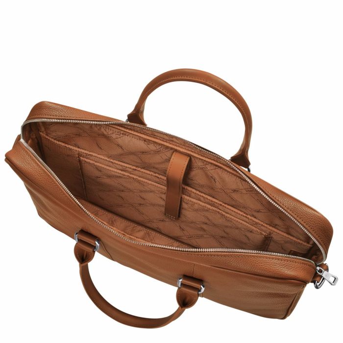 Women Le Foulonné S Briefcase Caramel - Leather Leather Bags Longchamp Caramel