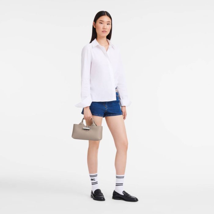Women Le Roseau S Handbag Clay - Leather Clay Longchamp Leather Bags
