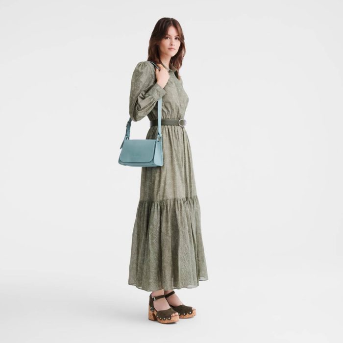 Women Leather Bags Longchamp Eucalyptus Le Foulonné M Crossbody Bag Eucalyptus - Leather
